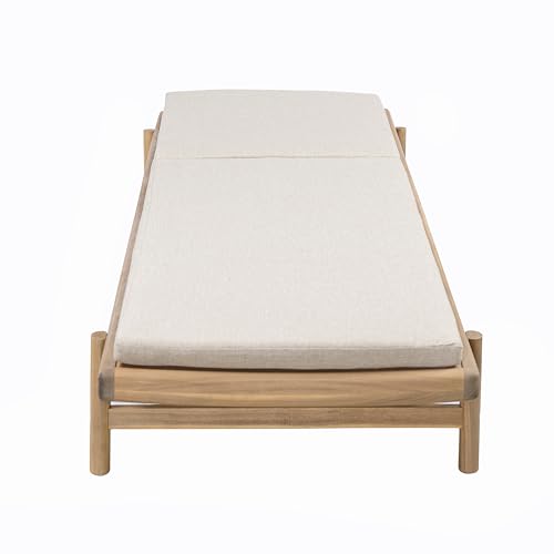 Christopher Knight Home Brolen Acacia Wood Chaise Lounge Chair Outdoor Set of 4, Patio Outdoor Chaise Lounge with Cushions, Adjustable Backrest Lounge Sofa, Wooden Sunbathing Pool Lounger, Teak+Beige