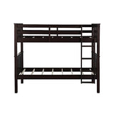 DHP Dylan Espresso Twin-Over-Twin Convertible Bunk Bed with Ladder and Guardrail DHP