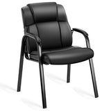 OLIXIS Waiting Room Chairs, Leather Office Desk Reception Guest Stationary Side Chair with Padded Arms for Home Conference Lobby Area Meeting Church Medical Clinic Elderly Student OLIXIS
