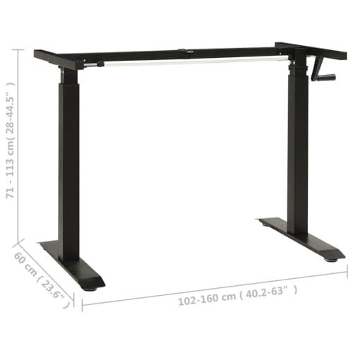 SKM Manual Height Adjustable Standing Desk Frame Hand Crank Black (Weight-19KG) SKM