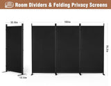 Yettsoy Room Divider 6FT Folding Privacy Partition Screen, 103'' W Freestanding Wall Divider for Room Separation, Portable 3 Panel Room Divider Panel Privacy Screen for Dorm Studio Office, Black Yettsoy