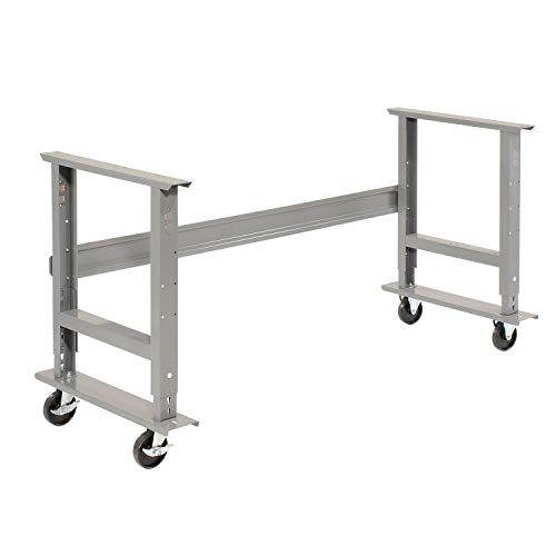 Global Industrial Mobile Adjustable Height C-Channel Leg Workbench, 48"W x 30"D, 1-3/4" Steel Top with Square Edge, 2000 Lbs. Capacity, Gray, Industrial Workbench Global Industrial