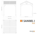 Sojag 8' x 8' Sanibel I Hardtop Gazebo Outdoor Weather-Resistant Aluminum Frame Sun Shelter Light Grey Sojag