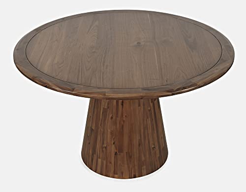 Nash Mid-Century Modern 50" Round Pedestal Dining Table, Walnut