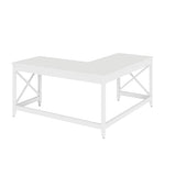 Workspace by Alera L-Shaped Farmhouse Desk, 58.27" x 58.27" x 29.53", White Alera