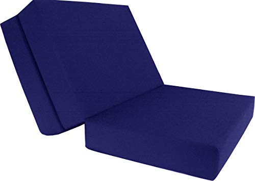 D&D Futon Furniture Shikibuton Trifold Foam Beds, Folding Mattress, Ottoman, Twin Size Royal Blue 75 x 39 x 6 Thick D&D Futon Furniture