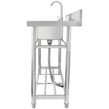 VEVOR Stainless Steel Utility Sink, Free Standing Single Bowl Commercial Kitchen Sink Set w/Workbench, 47 x 19.7 x 37.4 in Commercial Single Bowl Sinks for Garage, Restaurant, Laundry, NSF Certified VEVOR