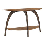 Martin Svensson Home LAX Two-Tone 48-Inch Caramel Brown Half-Moon Wood Sofa Console Table with Walnut Legs and Shelf Storage Martin Svensson Home