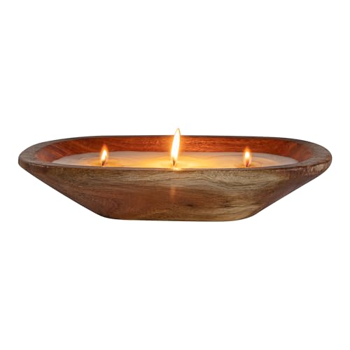 Restaurantware-Coco Casa 9.1 x 5.5 x 2 Inch Wood Dough Bowl Candle, 1 Hand Poured Bread Bowl Candle - Vanilla Fragrance, Double Wax Blend, Soy Wax Scented Candle, Wooden Wick Restaurantware