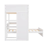 Harper & Bright Designs Twin Over Twin Bunk Bed with Desk, Storage, Solid Wood Bunk Bed with Shelves and Wardrobe, Twin Size Loft Bed with a Stand-Alone Bed for Kids Teens Adults - White Harper & Bright Designs