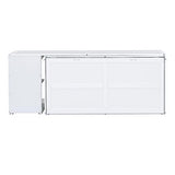 RuiSiSi Queen Murphy Bed Wall Bed with Rotable Desk, Foldable Platform Bed Frame with Storage, for Home Office Small Room, White RuiSiSi