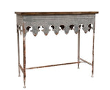 Creative Co-Op Metal Scalloped Edge Table with Zinc Finish and Wood Top Creative Co-Op
