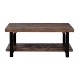 Alaterre Furniture Pomona Rustic Industrial Modern Vintage Metal and Solid Wood Coffee Table, Easy Assembly, 42 in x 24 in x 18 in ,Brown Alaterre Furniture