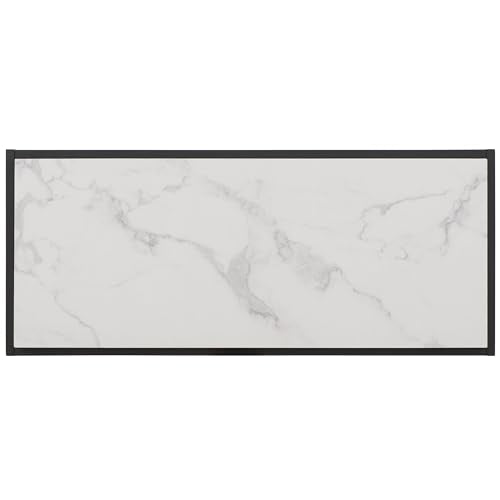 SAFAVIEH Home Collection Edgefield White Marble/Black Console Table SAFAVIEH