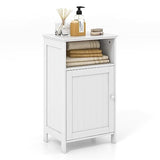 Tangkula White Freestanding Bathroom Storage Cabinet with Adjustable Shelf Tangkula