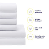 Sweet Home Collection 7 Piece Comforter Set Bag Solid Color All Season Soft Down Alternative Blanket & Luxurious Microfiber Bed Sheets, White, Queen Sweet Home Collection