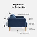 mopio 76.4" Futon Sofa Bed, Couch, Loveseat, Sleeper Sofa, Mid Century Modern Futon Couch, Sofa Cama, Couches for Living Room (Classic Blue Velvet) mopio