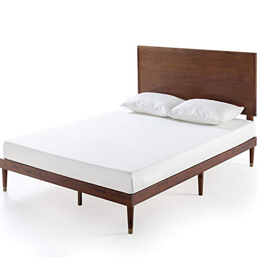 Zinus Raymond Mid-Century Solid Wood Platform Bed Frame with Adjustable Headboard - WoodArtSupply