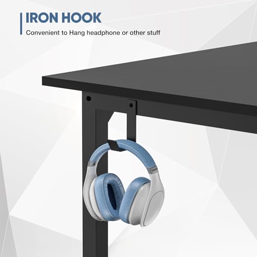 DUMOS 32 Inch Office Small Computer Desk Modern Simple Style Writing Study Work Table for Home Bedroom - Wood Black DUMOS