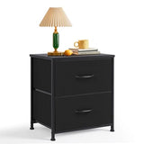 Nightstand, Small 2 Drawer Dresser End Table Bedside Furniture, Wooden Top Fabric Bins for Bedroom, Closet, Entryway, Dorm, 11.8" D x 18" W x 20", Black SageNest