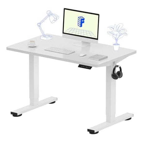 FLEXISPOT EN1 One-Piece Standing Desk 40 x 24 Inches Height Adjustable Desk for Home Office and Computer Workstation (White Frame + White Desktop) FLEXISPOT