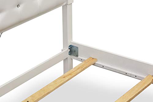Pandora White Queen Bed Frame with Adjustable LED Headboard by East West Furniture East West Furniture