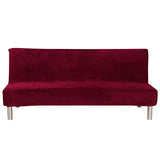 MIFXIN Armless Sofa Bed Cover Stretch Futon Slipcover Plush Thicker Solid Color 3 Seat Full Folding Sofa Couch Futon Furniture Protector Cover Without Armrests (Red) MIFXIN