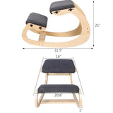Ergonomic Kneeling Chair Adjustable Rocking Knee Chair Posture Chair for Desk,Wood Grey Home Office Kneeling Stool and Kneel Chair FDHUIJIA