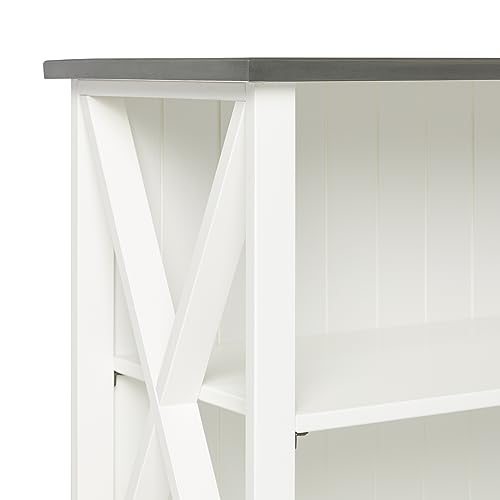 Walker Edison Solid Wood Farmhouse Storage Console, 52 Inch, White/Grey Wash Walker Edison
