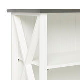 Walker Edison Solid Wood Farmhouse Storage Console, 52 Inch, White/Grey Wash Walker Edison