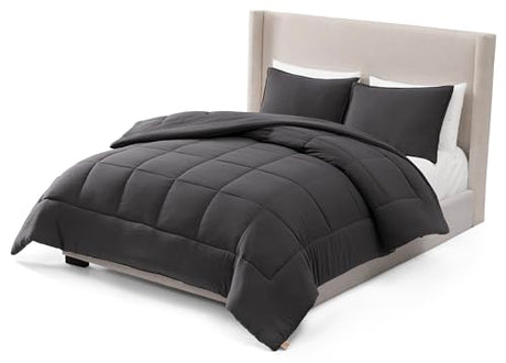 UGG Leonora Comforter Set with 2 Pillow Shams Lightweight Down Alternative Blanket Reversible Cozy Warm All Season Washable and Hypoallergenic Bedding Set, Full/Queen, Charcoal Grey UGG