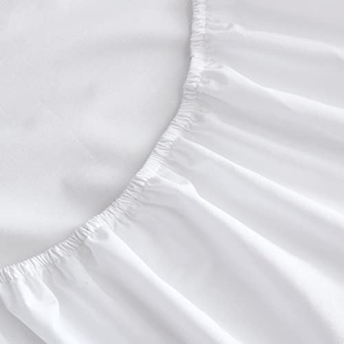 Nautica - Twin Size Sheet Set, Crisp & Tailored Cooling Sheets with a Smooth Cotton Percale Lightweight Feel - Bed Sheets with Matching Pillowcase & Fitted Sheet (Solid White) Nautica