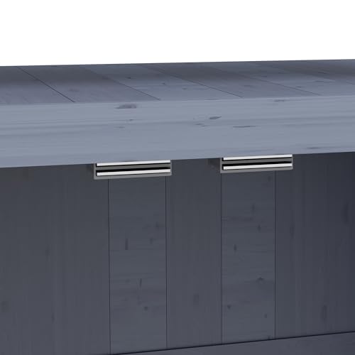 Outsunny Outdoor Wooden Potting Bench Table, Garden Workstation with Storage Cabinet, Aluminum Table Top, Rubber Wheels for Backyard, Patio, Balcony, Gray Outsunny