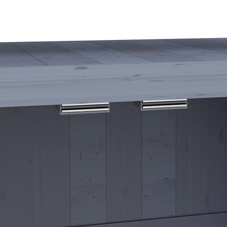 Outsunny Outdoor Wooden Potting Bench Table, Garden Workstation with Storage Cabinet, Aluminum Table Top, Rubber Wheels for Backyard, Patio, Balcony, Gray Outsunny