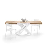 Mobili Fiver, Emma 140 Extendable Dining Table, Rustic Oak with White Crossed Legs, Laminate-Finished/Iron, Made in Italy Mobili Fiver