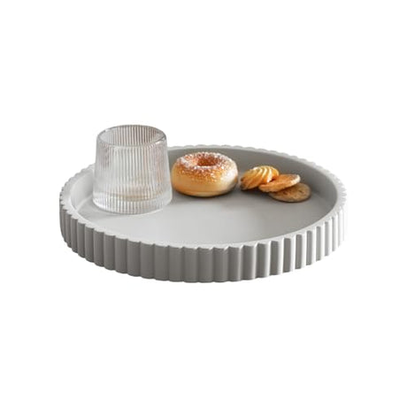 Decorative Tray for Coffee Table, Living Room, Side Table, 11" Gray Round Concrete Home Decor Serving Trays for Accent Table, Console Table Aftermat