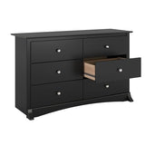 Prepac Sonoma Traditional 6-Drawer Dresser for Bedroom, Functional Dresser Chest of Drawers 17.5" D x 48" W x 29" H, Black, BDC-4829 Prepac