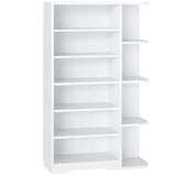 YATINEY Tall Shoe Cabinet with Open Storage, Multifunctional Shoe Rack, 7-Tier Wooden Shoe Storage Cabinet with Adjustable Shelves, Entryway Shoe Organizer for Closet, Hallway, White SC02WT YATINEY