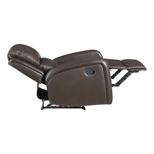 Lexicon Manual Reclining Chair, Top Grain Leather Match Wall Hugger Recliner Chair, Tab Pull Reclining, High Density Foam Over Pocket Coils, for Living Room/Reading Nook/Bedroom, Brown Lexicon
