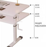Manual Crank Standing Desk, Height-Adjustable Computer Sit-Stand Study Desk for Bedroom, Living Room and Office,White39.4 * 23.6In OGMOYT