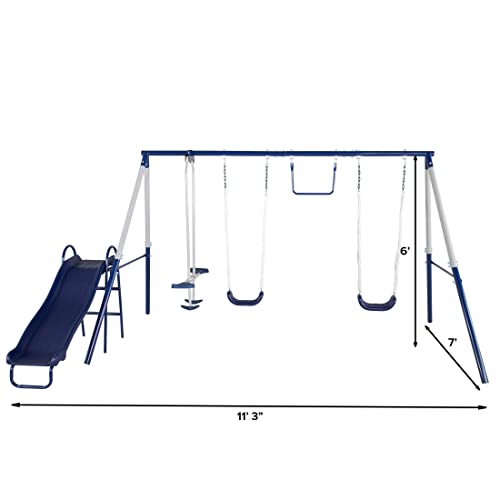 Sportspower Arcadia Swing Set - Outdoor Heavy-Duty Metal Playset for Kids with Slide - WoodArtSupply