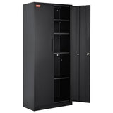 VEVOR Steel Locking Storage 2 Magnetic Doors and 4 Adjustable Shelves, 71'' Metal Cabinet 200 lbs Capacity per Shelf with 3 Keys, for Office, Home, Garage, Black VEVOR
