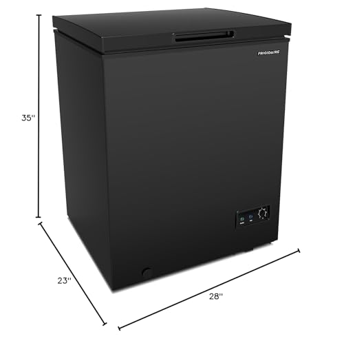 Frigidaire EFRF5003-BLACK Chest Deep Freezer-GARAGE-READY, 5.0 Capacity, Black-Adjustable Thermostat-Removable Vinyl Coated Wire Basket-Easy Defrost Drain, 5 cu ft Frigidaire