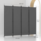 Room Divider, 4 Panel Folding Privacy Screen, 88” Portable Separating with 3 Metal Feet, Partition Room Dividers, Lightweight Freestanding Wall Divider Screen for Office Bedroom Hospital(Grey) Phonjoroo