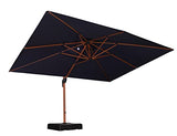 PURPLE LEAF 10' X 13' Double Top Deluxe Wood Pattern Rectangle Patio Umbrella Offset Hanging Umbrella Outdoor Market Umbrella Garden Umbrella, Navy Blue PURPLE LEAF