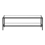 Henn&Hart 54" Wide Rectangular Coffee Table with Glass Shelf in Blackened Bronze, Modern coffee tables for living room, studio apartment essentials Henn&Hart