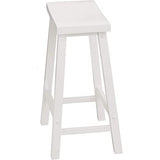 PJ Wood 24-Inch Backless Solid Wood Saddle Seat Counter Stools in White - Set of 2 PJ Wood