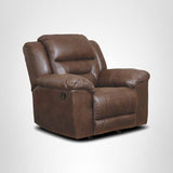 Signature Design by Ashley Stoneland Faux Leather Manual Pull Tab Rocker Recliner, Dark Brown