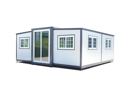 Generic Expandable Prefab House 19ft x 20ft with Cabinet, 2 bedrooms, 1 Kitchen, 1 Bathroom, Exquisitely Designed Modern Villa Prefab House for Live,Work, Garden House, Storage Sheds