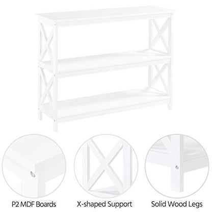 Yaheetech White 3-Tier Console Table with Storage Shelves for Entryway and Living Room - WoodArtSupply